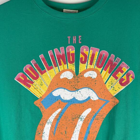 Fantastic Fawn Rolling Stones Green Oversized Shirt Tongue Graphic Womens Medium - Picture 5 of 12